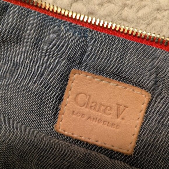 Clare V. Foldover Leather Clutch Navy Made in USA - Picture 7 of 10